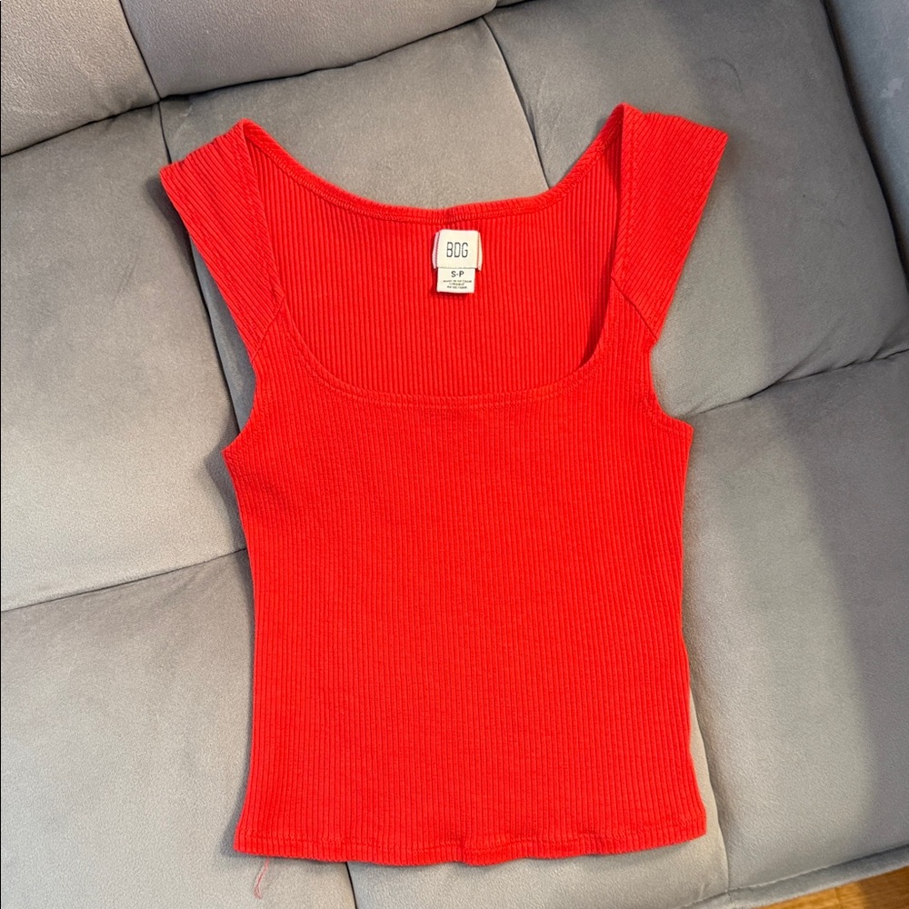 BDG Bright Red Ribbed Tank Top